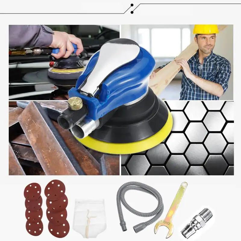 

5 Inch /6 Inch Pneumatic Palm Random Orbital Sander Polisher Air Powered Orbital Polisher Polishing