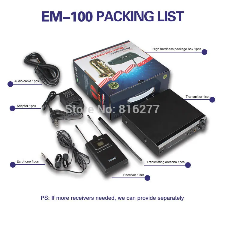 ACEMIC EM 100 In ear монитор профессиональные мониторы Системы для сценического