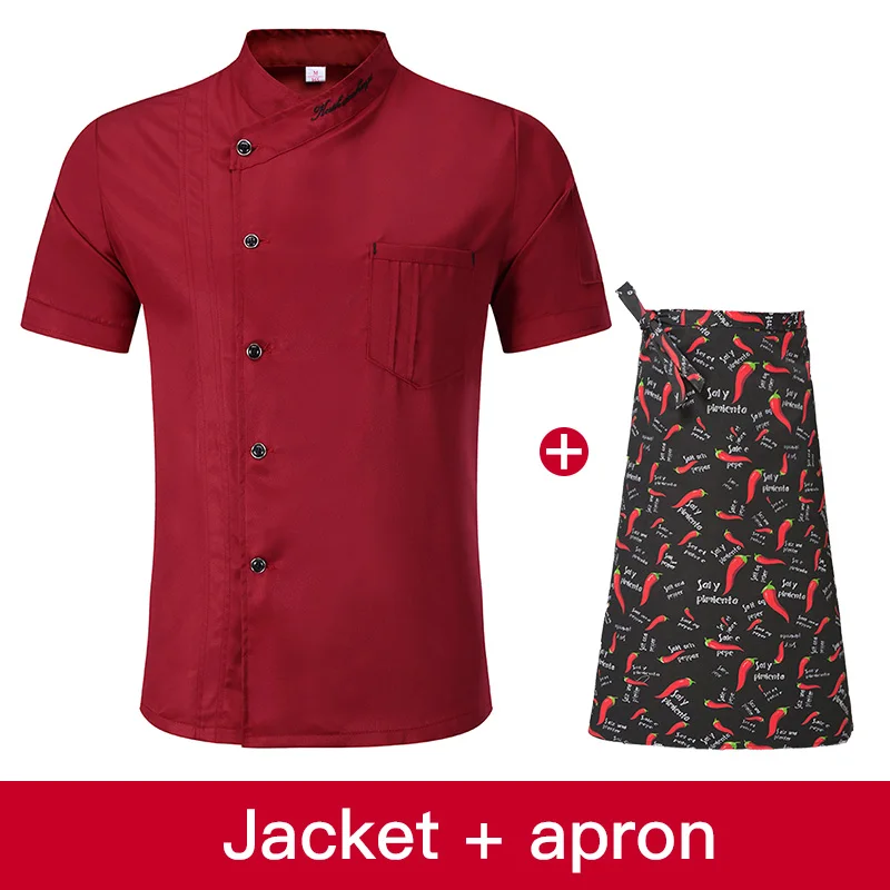 Jacket apron Черная куртка шеф-повара рубашки Новая одежда Униформа для гостиничного шеф-повара Ресторан официантки Униформа питание пекарня кухня рабочая одежда - Цвет: Jacket apron