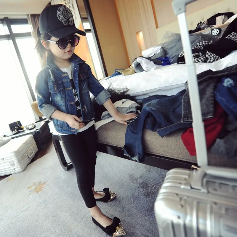 

Детская джинсовая куртка, с длинным рукавом, на весну и осень, 2017