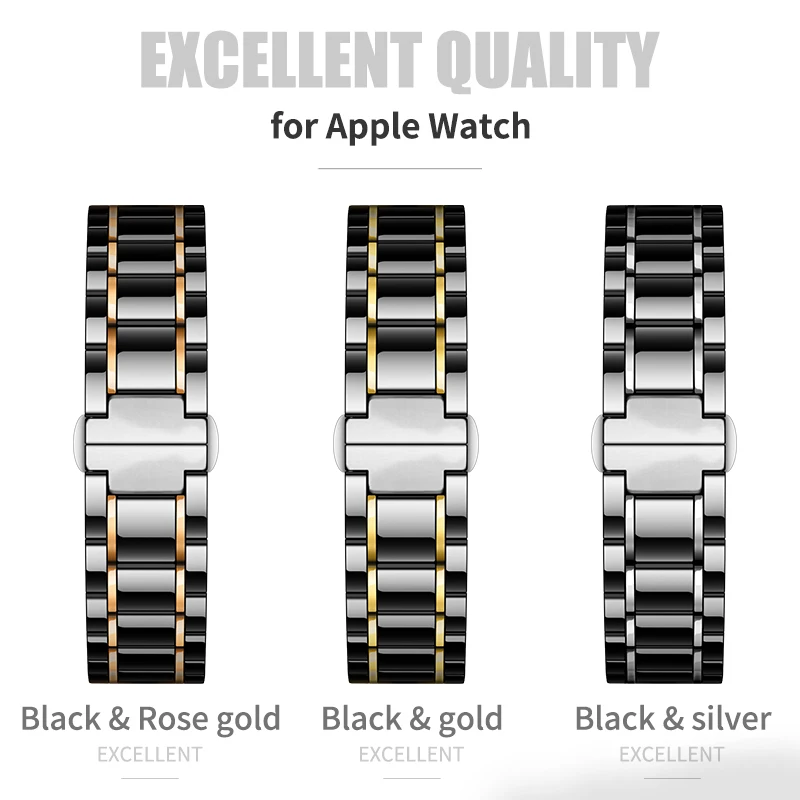 Керамический ремешок watcn для Apple Watch 4 5 44 мм 40 браслет iwatch 3 2 38 42 керамический из