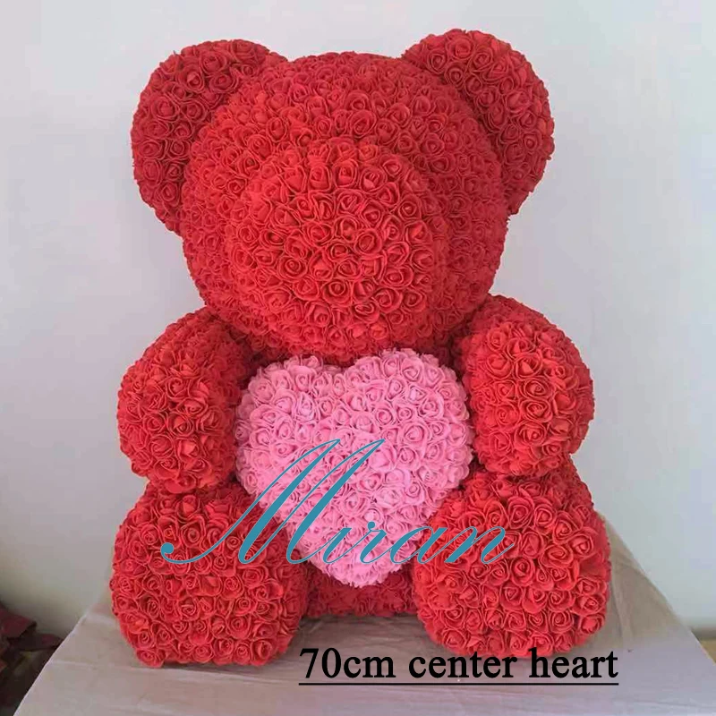 Розовый медведь супер (70 см высотой) PE forever Rose center heart bear свадебный подарок для