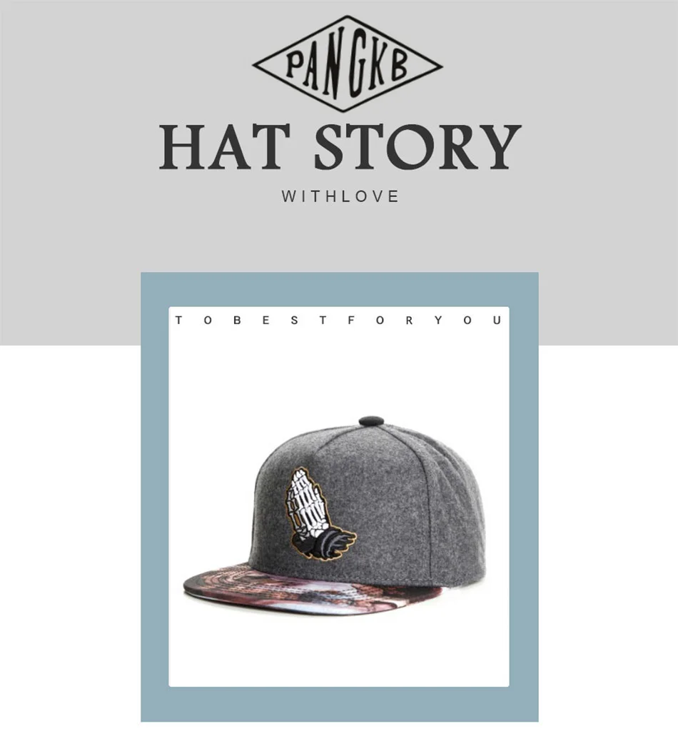 PANGKB бренд BONEZ Кепка Серая шерстяная ткань хип хоп молиться за богов snapback шляпа для мужчин и женщин для взрослых Повседневная Солнцезащитная бейсбольная кепка Bone