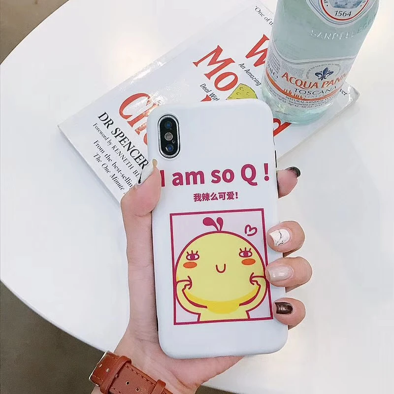 Cute Cartoon Chick Pattern Case For Apple iphone 6 6s 7 8 Plus X XR XS Max Back Cover 6plus 7plus 8plus XSMax Soft TPU cases | Мобильные