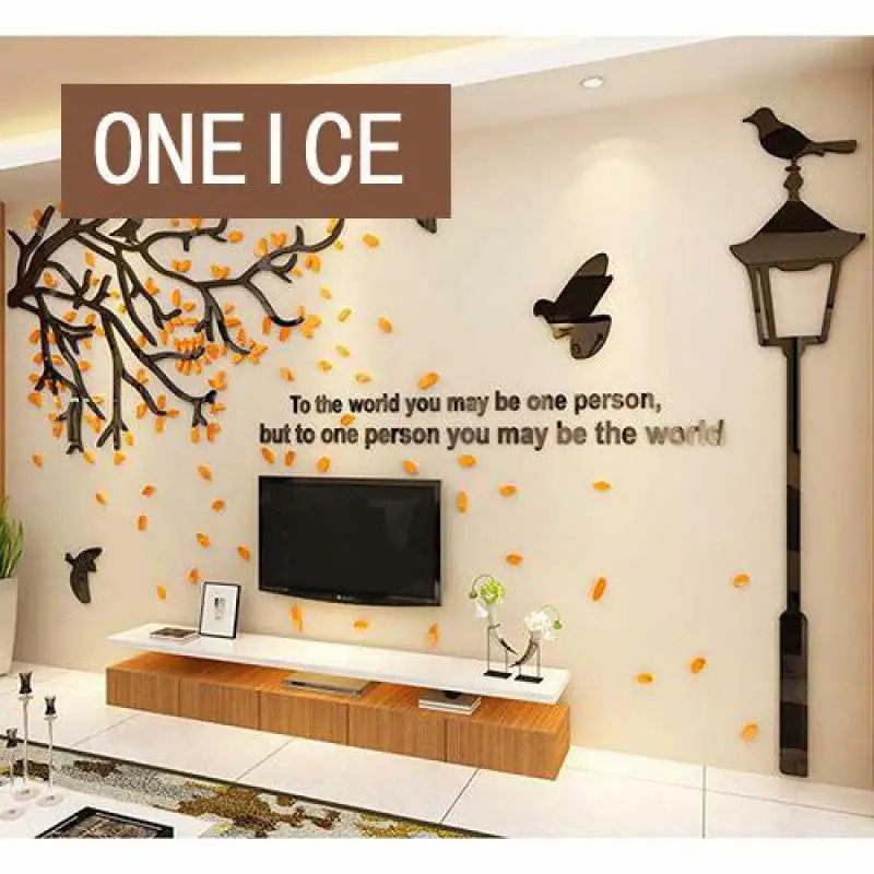 Романтический дерево Акриловые настенные наклейки гостиная ТВ 3d стерео