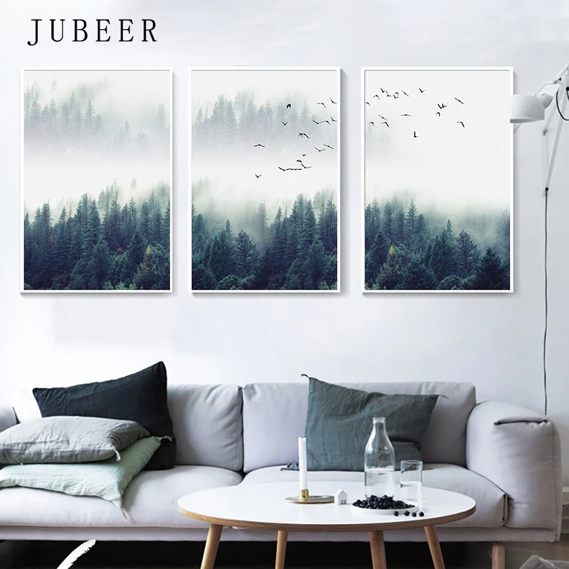 

Scandinavian Style Pictures Landscape Forest Wall Art Prints Wall Paintings Picture for Living Room Home Decoration Nordic