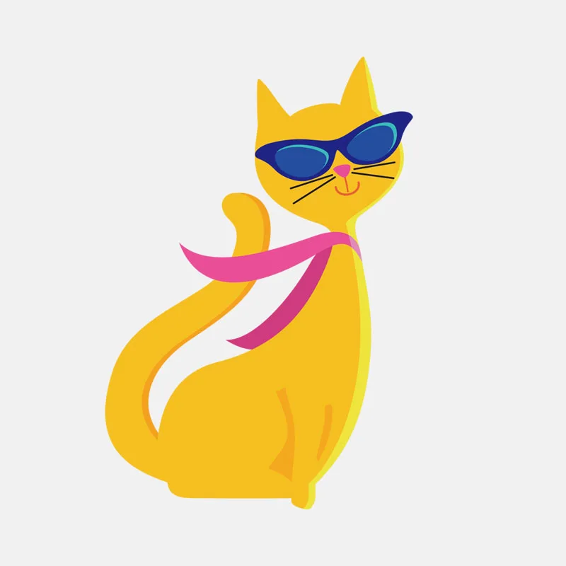 

YJZT 9.9CM*14.7CM Cartoon Yellow Cat Wearing Glasses PVC Car Sticker 11-00989