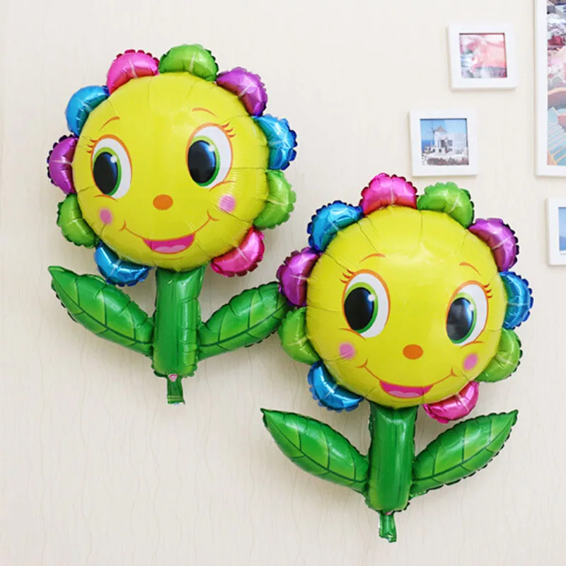 Lovely 1pcs Large Size 90*66cm Sun Smiley Flower Helium foil balloon Children's Birthday Party Wedding Decor Supplies Globos | Дом и сад