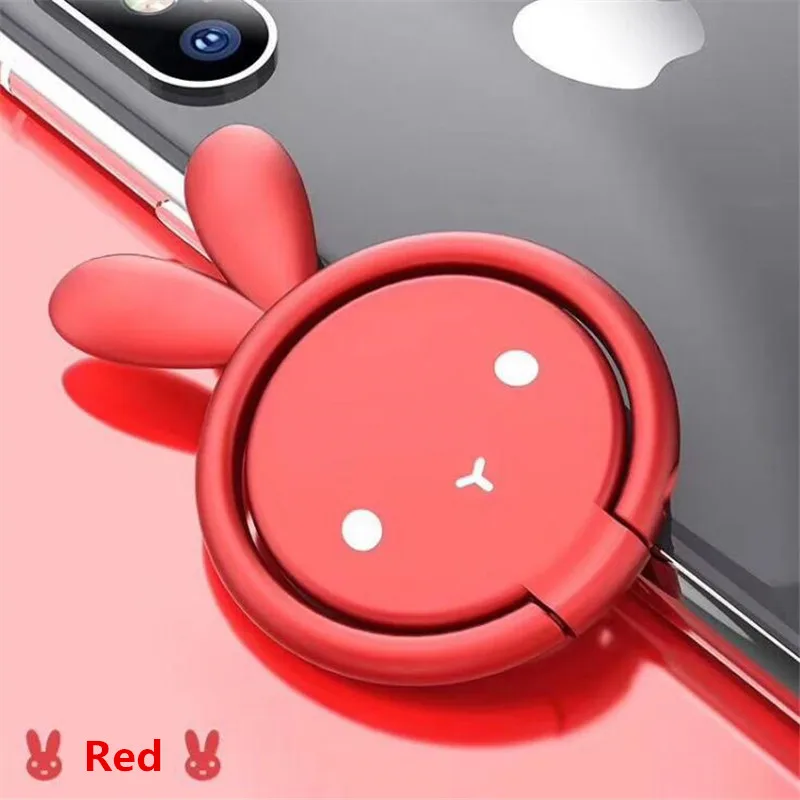 360 градусов Стенд Meng кролик палец кольцо телефон smtphone подставка для iPhone X 8 7 6 5se plus samsung телефон стенд - Цвет: Красный
