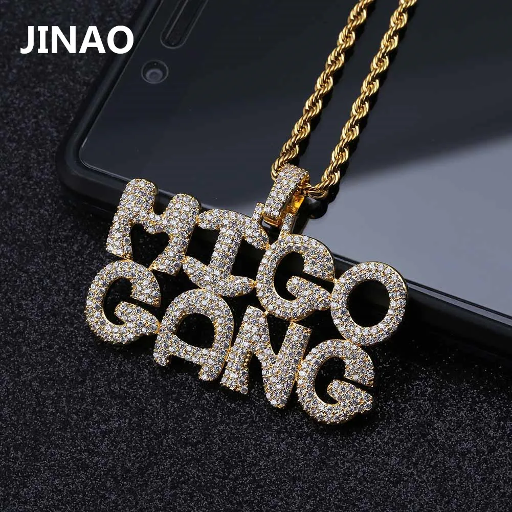MIGO GANG для мужчин в стиле хип хоп ожерелья с буквой и кулон ювелирные изделия льдом