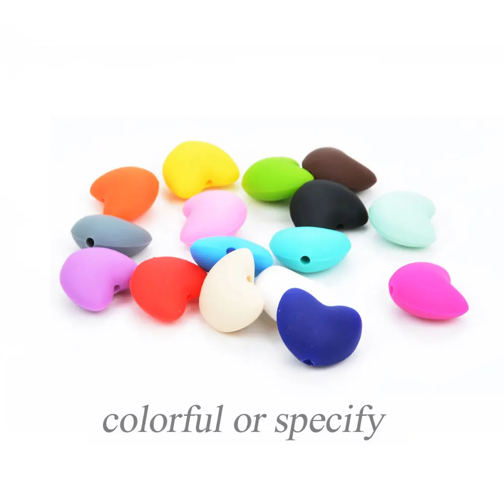 LOFCA-Cuentas de silicona en forma de coraz&oacute;n, 10 piezas, colgante para mordedor, joyer&iacute;a para la dentici&oacute;n del beb&eacute;, Cuidado Oral del beb&eacute;, collar con soporte para chupete-2