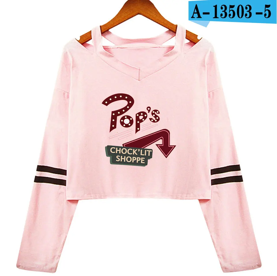 Pink Ривердейл, южная сторона, змей, сексуальные, длинный рукав, хлопок, кроп, топы, рубашка, женская, с открытыми плечами, рубашка, для девушек, уличная одежда, женская одежда - Цвет: Pink
