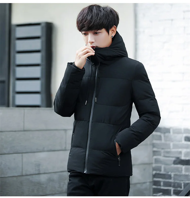 Зимнее пальто для мужчин Parkas Para Hombre Корейская стеганая куртка с капюшоном плюс размер 4XL Slim Fit Solid