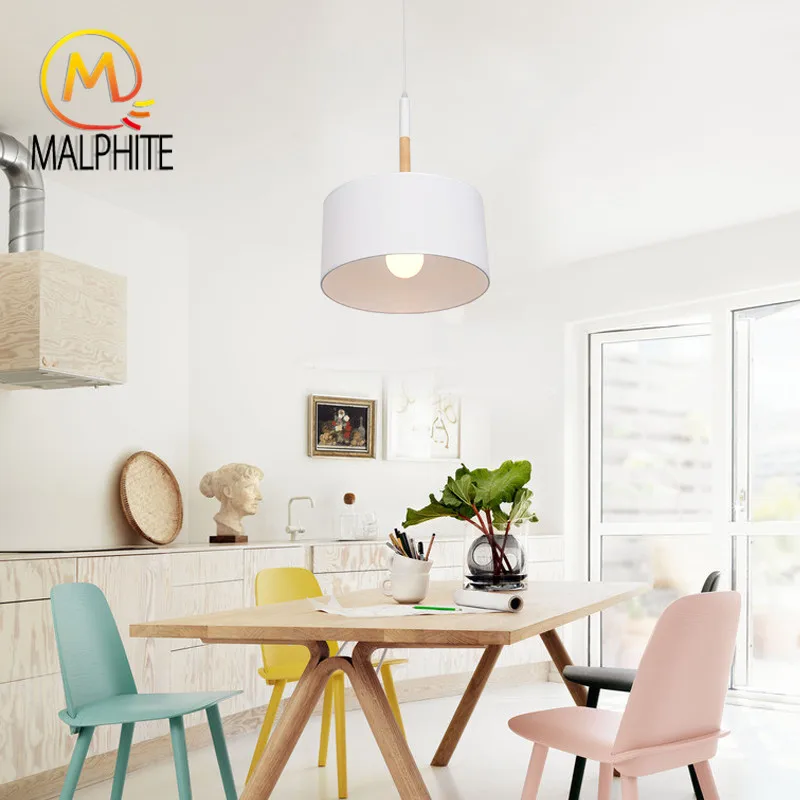 

Nordic Fabric Lampshade pendant lights Wood Living room hanglamp pendant lamp Modern lighting fixtures home decor luminaire