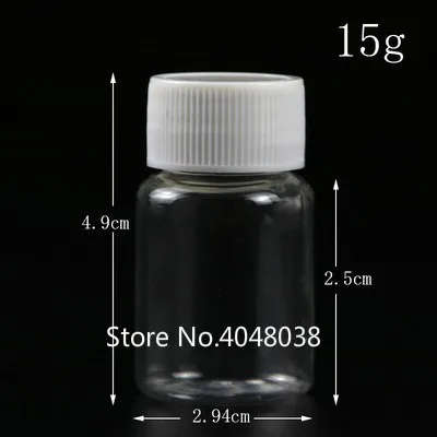 15g Round Прозрачный пластиковый флакон ПЭТ прозрачный пустой флакон 15/20/30/50 мл капсула контейнер для упаковки квадратные бутылки для многоразового использования - Цвет: 15g Round