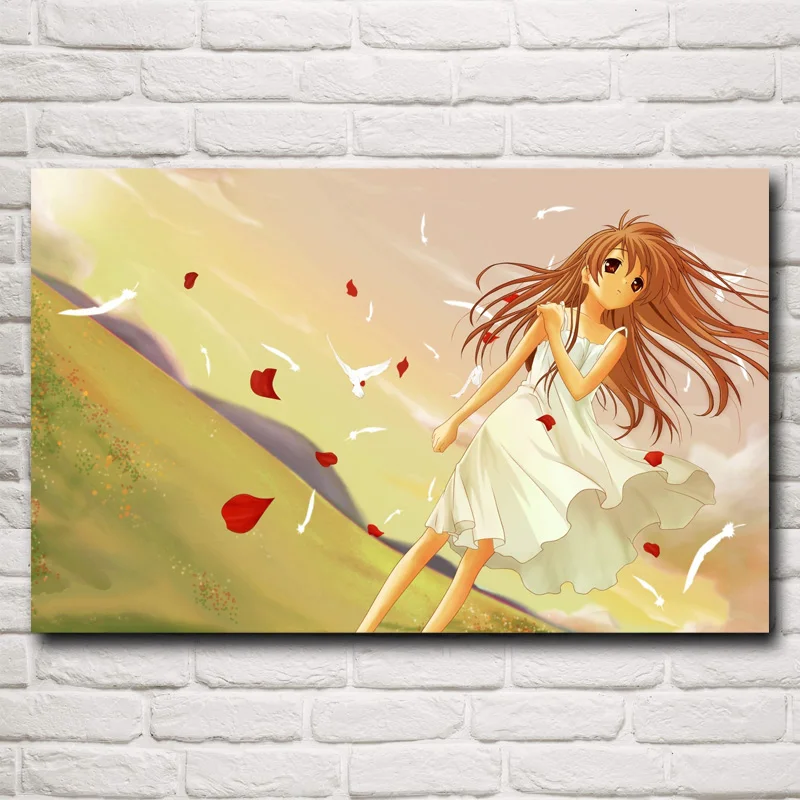 FOOCAME Clannad японское аниме искусство Шелковые Плакаты и принты Живопись Домашний декор настенные картины для гостиной 12x19 22x35 дюймов - Цвет: 008