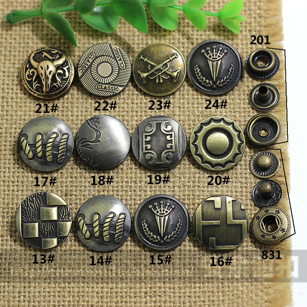 vintage design DIY metal snap button set leather craft clothes handmade bags accessories 50sets/lot | Дом и сад