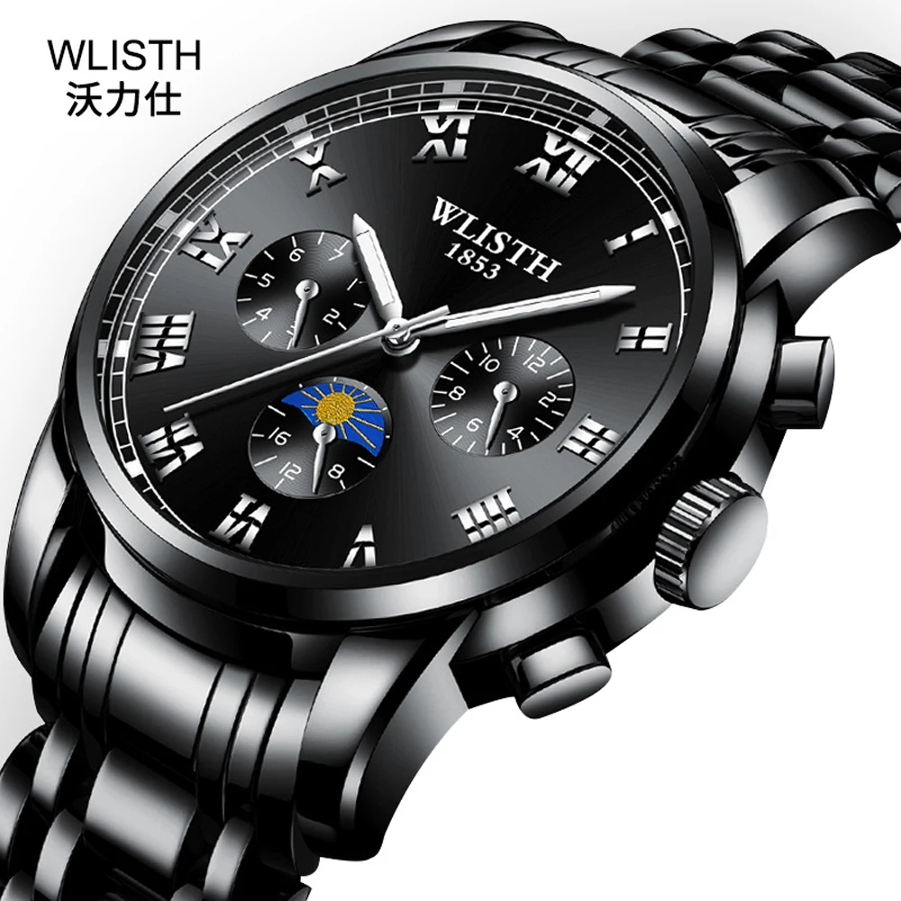 

Dropshipping Men's Watch Luxury WLISTH Quartz Wristwatch Man Steel Classic Business Mens Watches Big Dial Decoration Male Clock