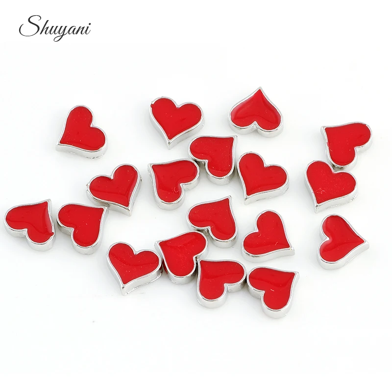 

20Pcs/lot Cute Red Heart Floating Charms Fit Living memory locket Necklaces Jewelry Wholesale