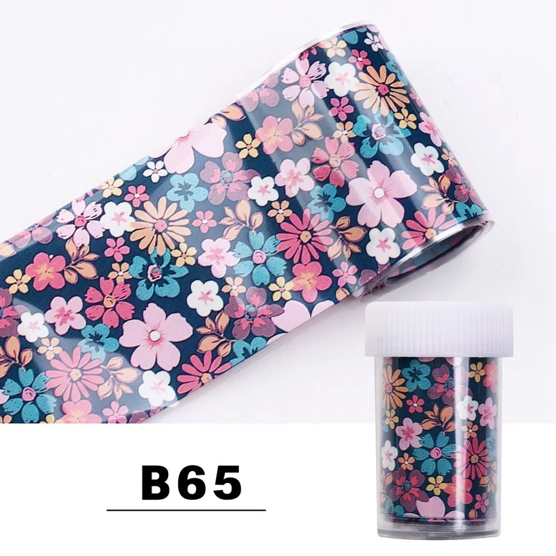 B65 Безessical 1 шт. 100*4 см модные наклейки для нейл-арта фольга переводные наклейки для ногтей дизайн цветочные украшения голографические наклейки для ногтей Обертывания инструмент - Цвет: B65