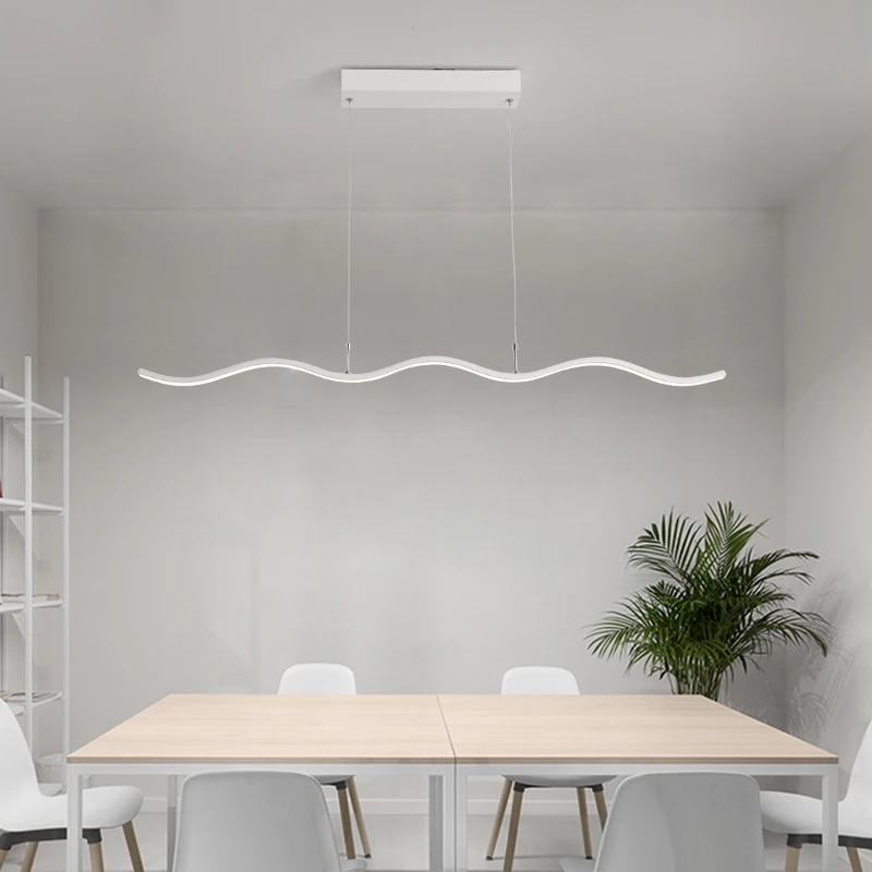 VEIHAO, простая люстра, современный светодиодный, для гостиной, столовой, кухни, кафе, бара, белый, черный, украшение для дома, люстра, AC90-260V