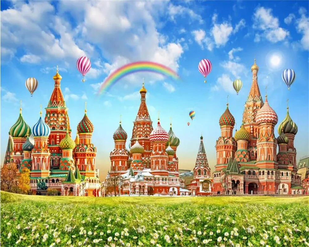 Beibehang пользовательские обои 3d фото фрески замок мечты HD детская комната Радуга воздушный шар ТВ фон настенная бумага Фреска