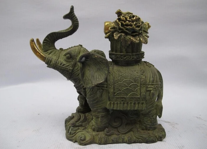 7.5 &quotЛаки Китайский Народная Бронзовый Фэн-Шуй благоприятный Слон Бог корбей