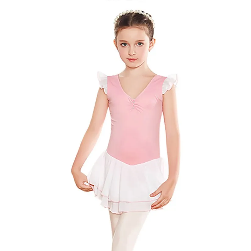 

New Girls Baby Lovely Long Sleeve Princess Dress Cotton V Neck practice clothes dance skirt cotton Latin ballet costumes