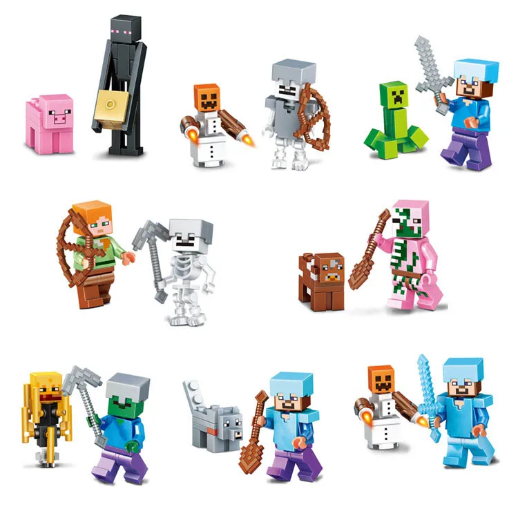 Minecrafted мой мир Строительный Блок Совместимые Legoing Legoings фигурки зомби блоки