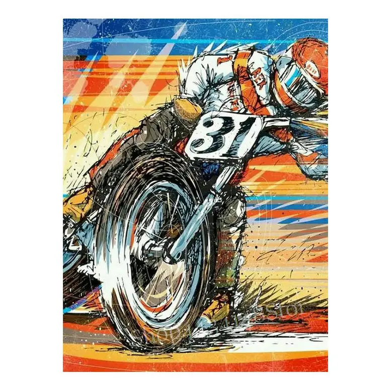 Полноразмерная 5d алмазная живопись картина с мотоциклом 3D Алмазная мозаика
