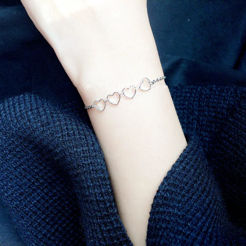 Индивидуальный простой и элегантный женский браслет с 4 сердечками