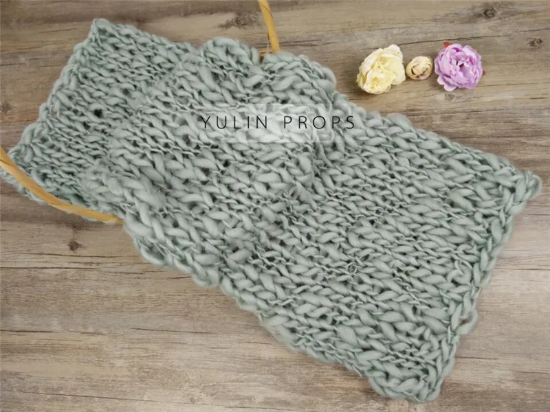 Gray blue Новорожденное короткое одеяло реквизит для фотосъемки, корзина набивная Подушка, реквизит для детской фотографии - Цвет: Gray blue