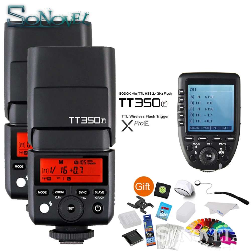 

2x Godox TT350F Mini Speedlite Camera Flash + Xpro-F TTL 2.4G HSS 1/8000s Wireless Trigger Transmitter for Fuji Fujifilm X-Pro2