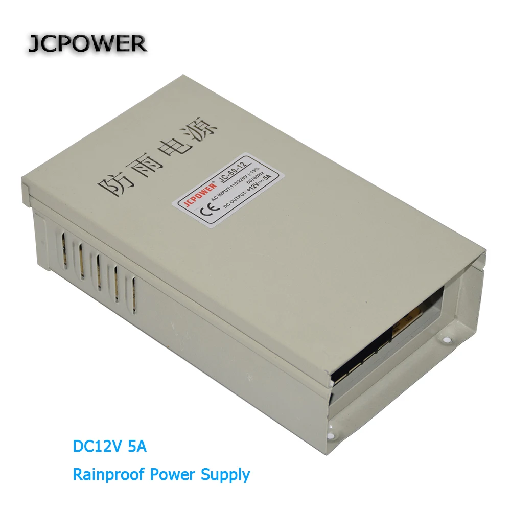 

Free shipping Output 12V 5A 60W LED Power Supply rain-proof LED Waterproof Light Power adapter outdoor application
