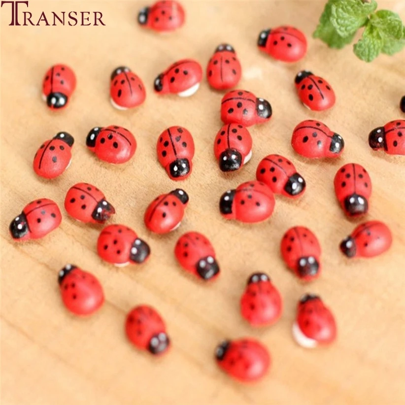 10 шт./лот миниатюрные украшения Coccinella Septempunctata изделия из смолы DIY маленький садовый декор украшения для дома и свадьбы 90509
