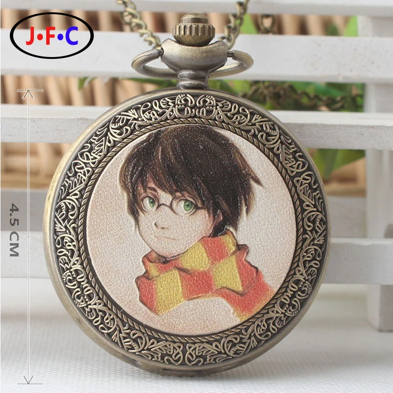 Вокруг кварцевые карманные часы Туба Флип Органическое стекло зеркало Гарри