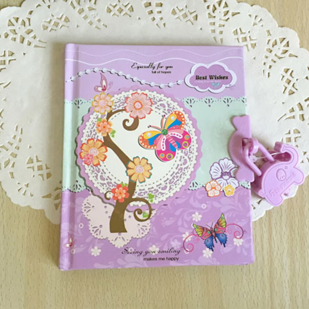 Can Lock Students Copybook Diary Book Children Gift Journal Cartoon Butterfly Pattern Mini Password Notebook Random Color | Канцтовары