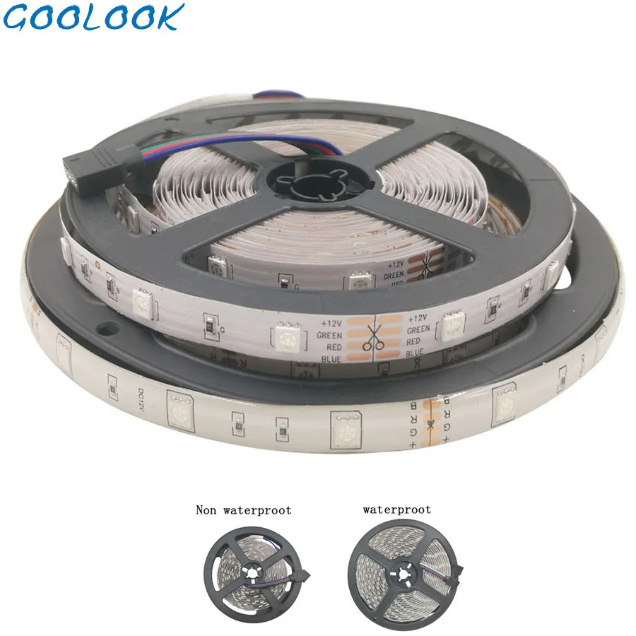 Goolook SMD 5m AC/DC 12V 5050 2835 цветных(RGB) светодиодных лент светильник светодиодный светильник лента диод RGB ленты водонепроницаемых лент не мощность без контроллера