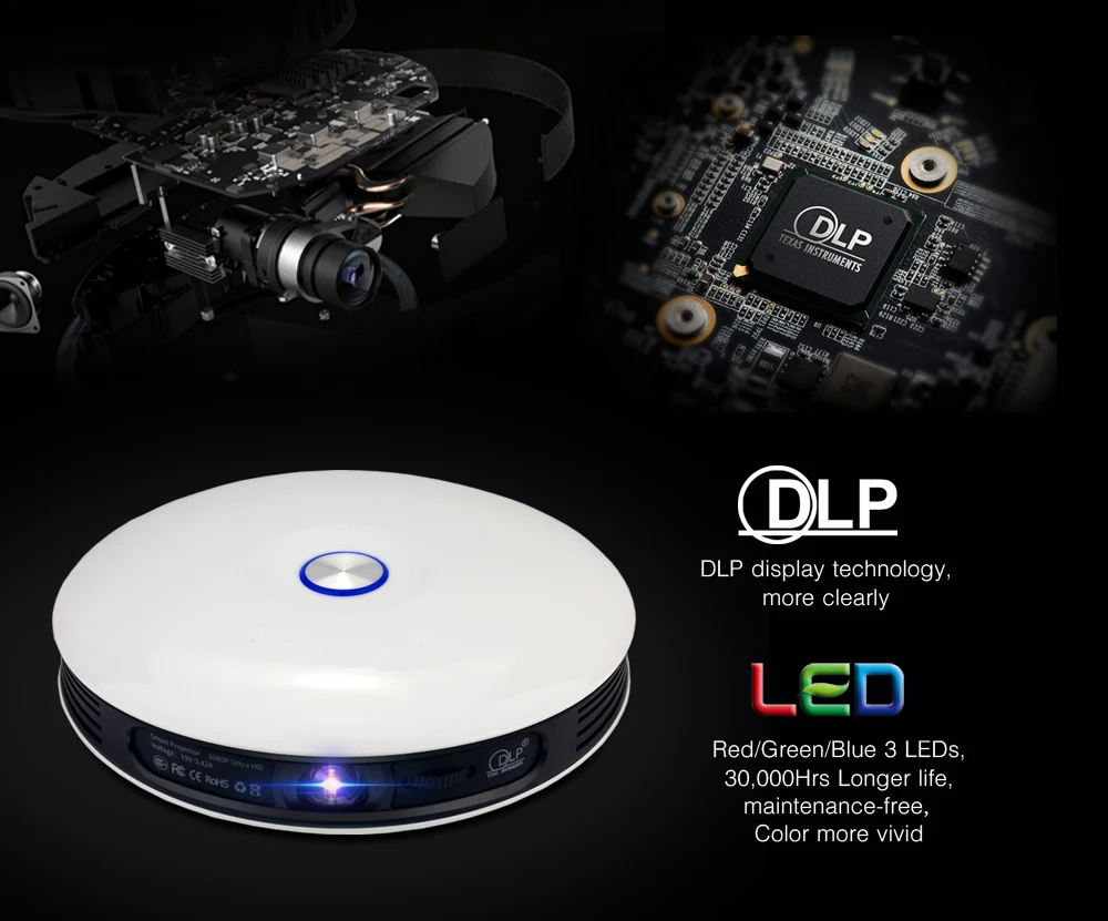 Умный 3D проектор Android tv 4K Wifi Bluetooth DLP HD Портативный светодиодный проектор для домашнего кинотеатра 1080P светодиодный мини-проектор Projektor