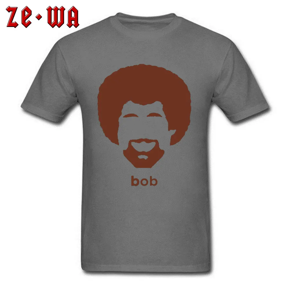 Artist Bob Ross Футболка мужская забавная аутентичная афро футболка Летняя с принтом уличная футболка с буквенным принтом Повседневная серая футболка оверсайз - Цвет: Dark Gray