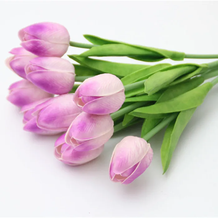 TulipD11 LightPurple Высокое качество 1 шт. Белый Синий Искусственный тюльпан мини ПУ цветы Настоящее прикосновение свадебный цветок искусственный шелк украшения для дома отель Вечерние - Цвет: TulipD11 LightPurple