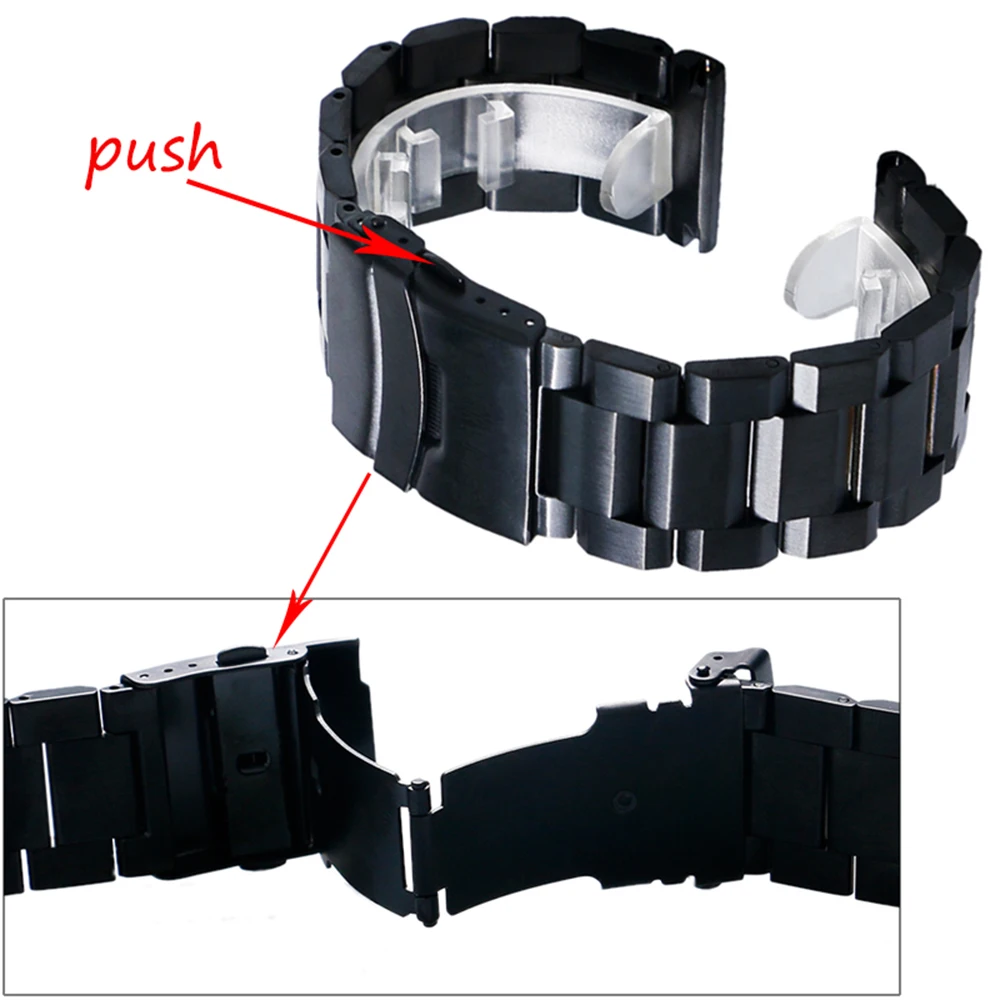 

18/20/22/24mm Black Solid Stainless Steel Watch Band Strap for Men's Hours with Folding Clasp with Safety Buckle GD0171