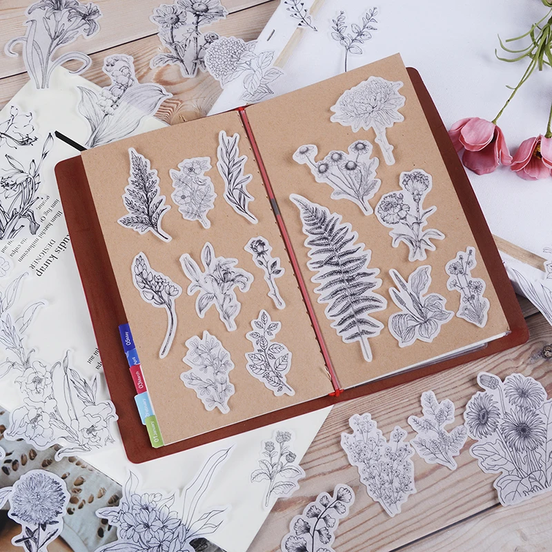 58 шт./компл. DIY Винтаж цветы стиль веленевая писчая бумага наклейки Скрапбукинг/карты/журналистский проект