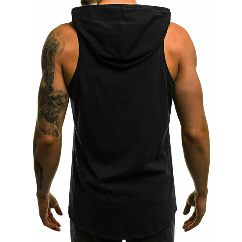 

New Men Hooded Vest Summer Sweatshirts Flag Print Sleeveless Hoodies Tops Men Male Gym Muscle Fit Slim Bodybuilding Sweatshirts