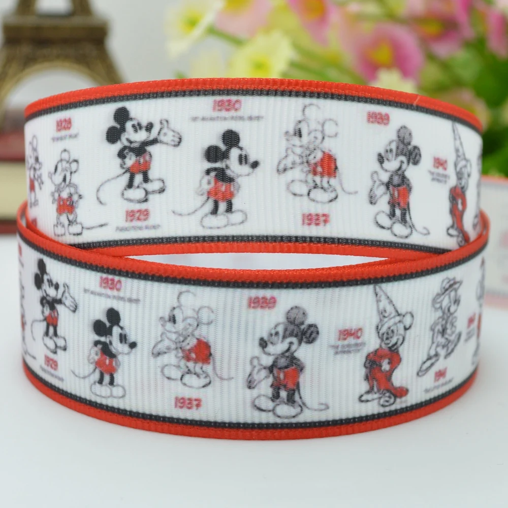 DUWES 7/8 &quot22 мм 2 5 10 20 50 ярдов Микки мультфильм печатных grosgrain ленты волос лук DIY