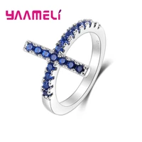 cheap sale blue cubic zirconia rings for women gifts trendy 925 sterling silver ring wedding engagement jewelry bijoux