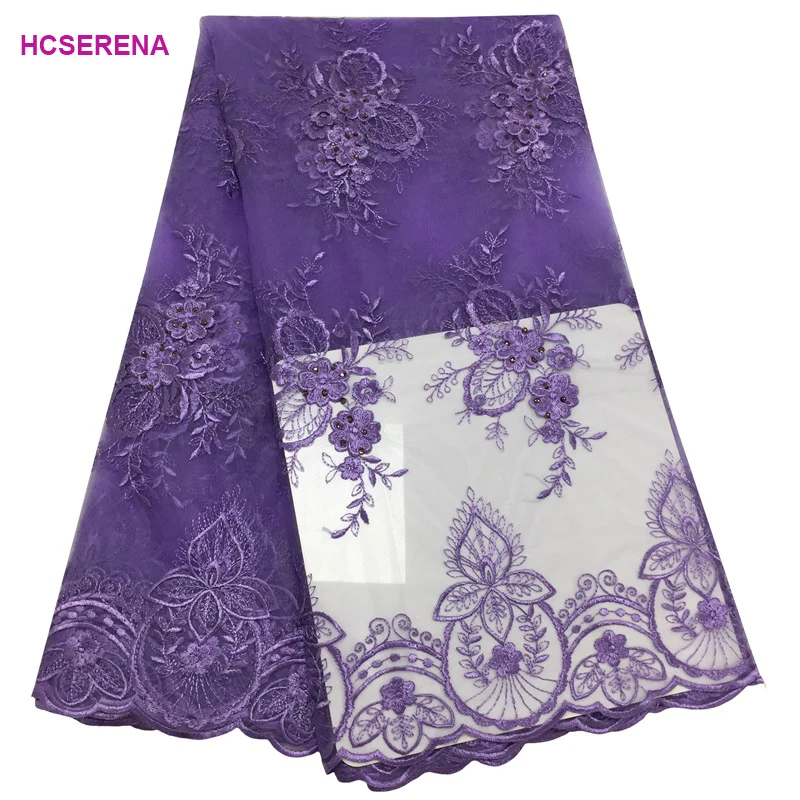 5 yards/lot 2019 High quality white nigerian french net lace african Stones fabric for party dress free shipping | Дом и сад