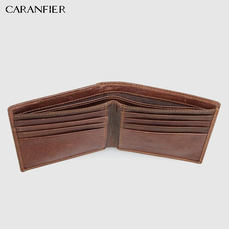 CARANFIER 100% Верхний слой из коровьей кожи мужские кошельки винтажный короткий
