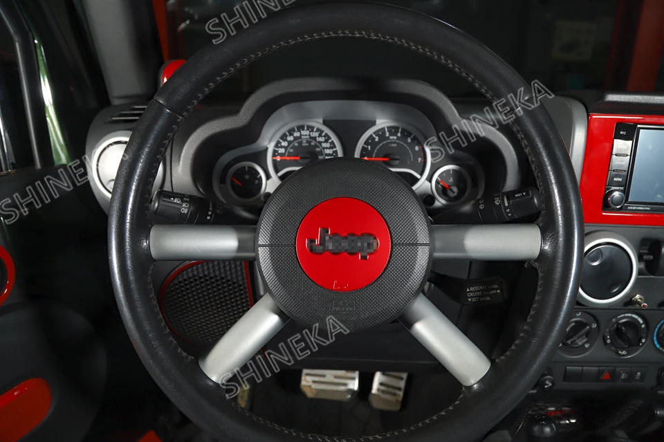 SHINEKA интерьерные молдинги для Jeep Wrangler JK 2007-2010 автомобиль руль отделка комплект наклейки аксессуары для Jeep Wrangler JK
