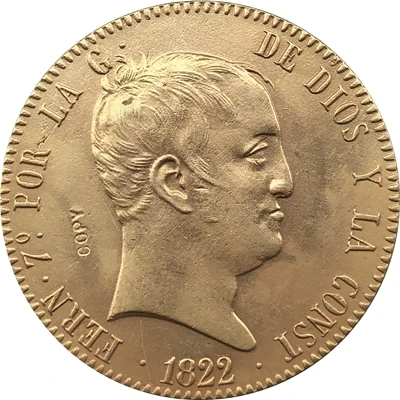 24-каратное золотое покрытие 1822 реалки Испании 320-копия монет Фернандо VII | Дом и